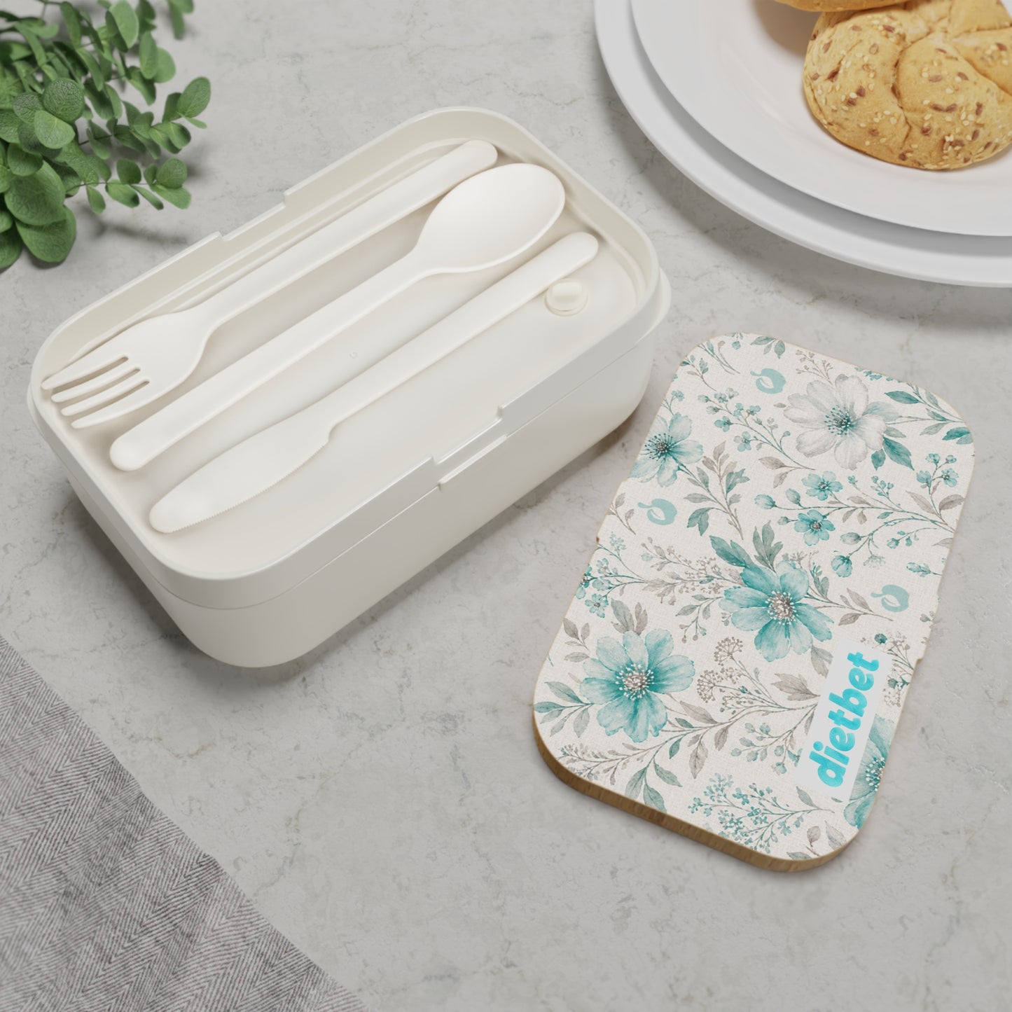 Spring Country DietBet Lunch Box - Teal Floral Meal Prep Box