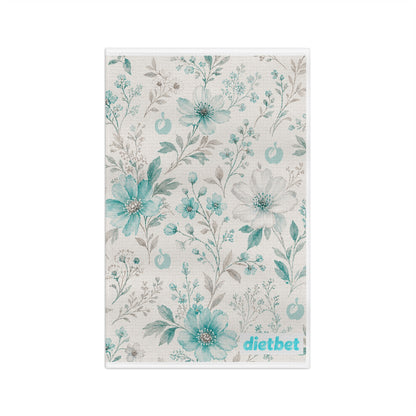 DietBet Floral Microfiber Tea Towel — Teal Vintage Blossom