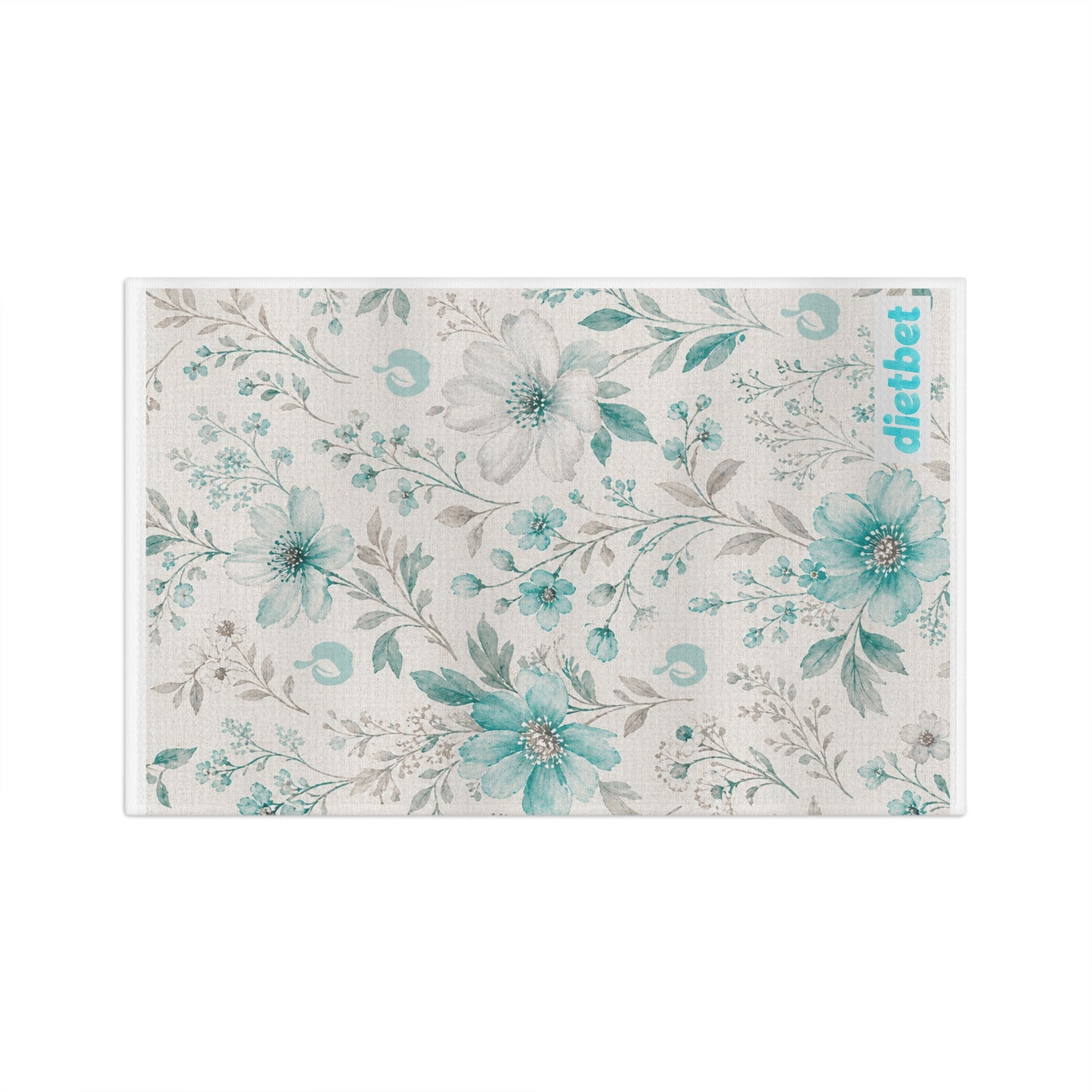 DietBet Floral Microfiber Tea Towel — Teal Vintage Blossom