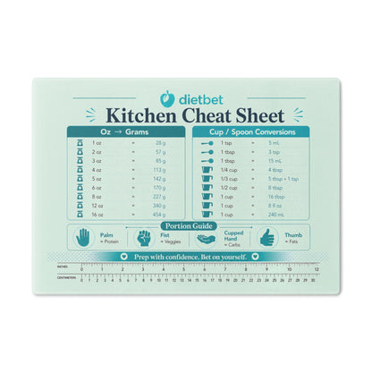 Kitchen Cheat Sheet Cutting Board – Measurement & Conversion Guide