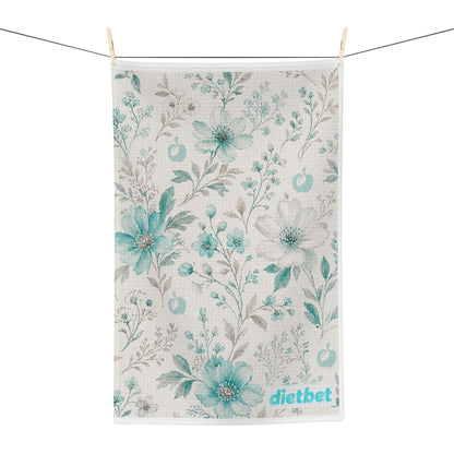 DietBet Floral Microfiber Tea Towel — Teal Vintage Blossom