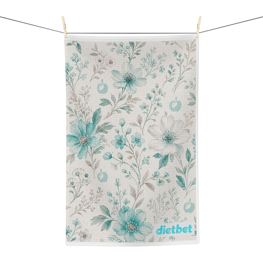 DietBet Floral Microfiber Tea Towel — Teal Vintage Blossom
